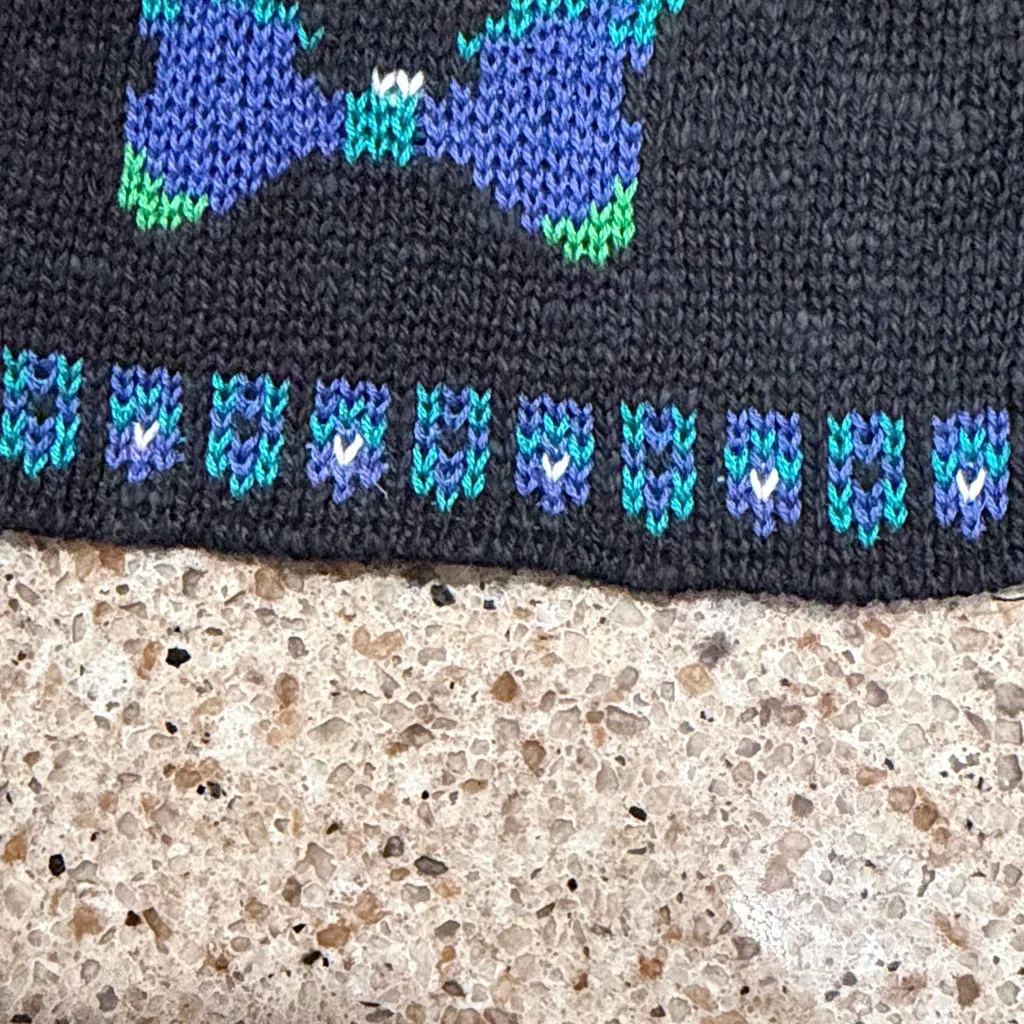 Vintage Cullinane Colorful Bow Patterned Cardigan Black Size L - Image 5