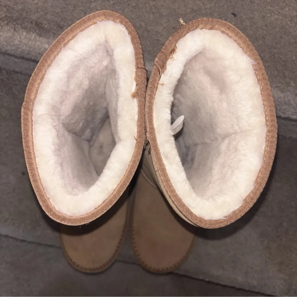 Ausland Women's Snow Boots Sz 5.5 US Brown Fur Lined Winter Slip On High Tall Tan - Image 6