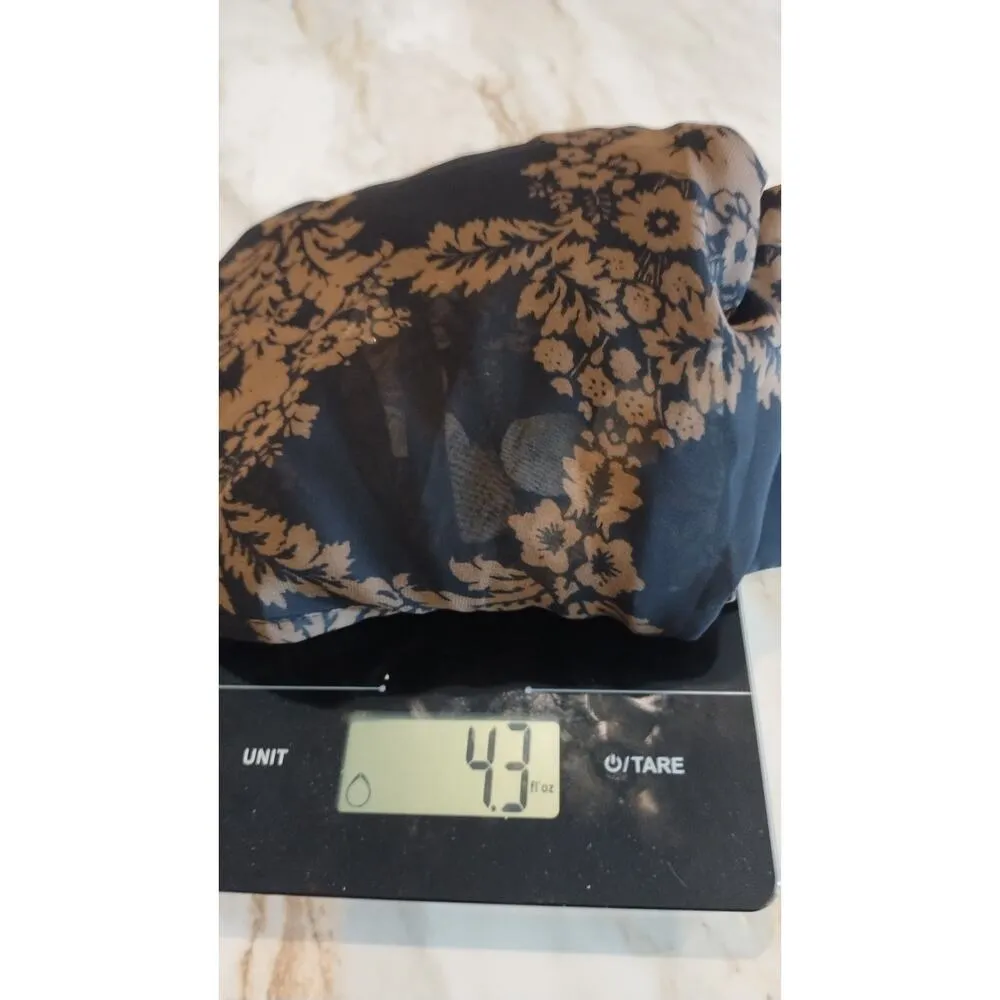 Blouse 5th Avenue Black Gold Print 3/4 Sleeve Semi Sheer w Black Cami Tank XL - Image 11