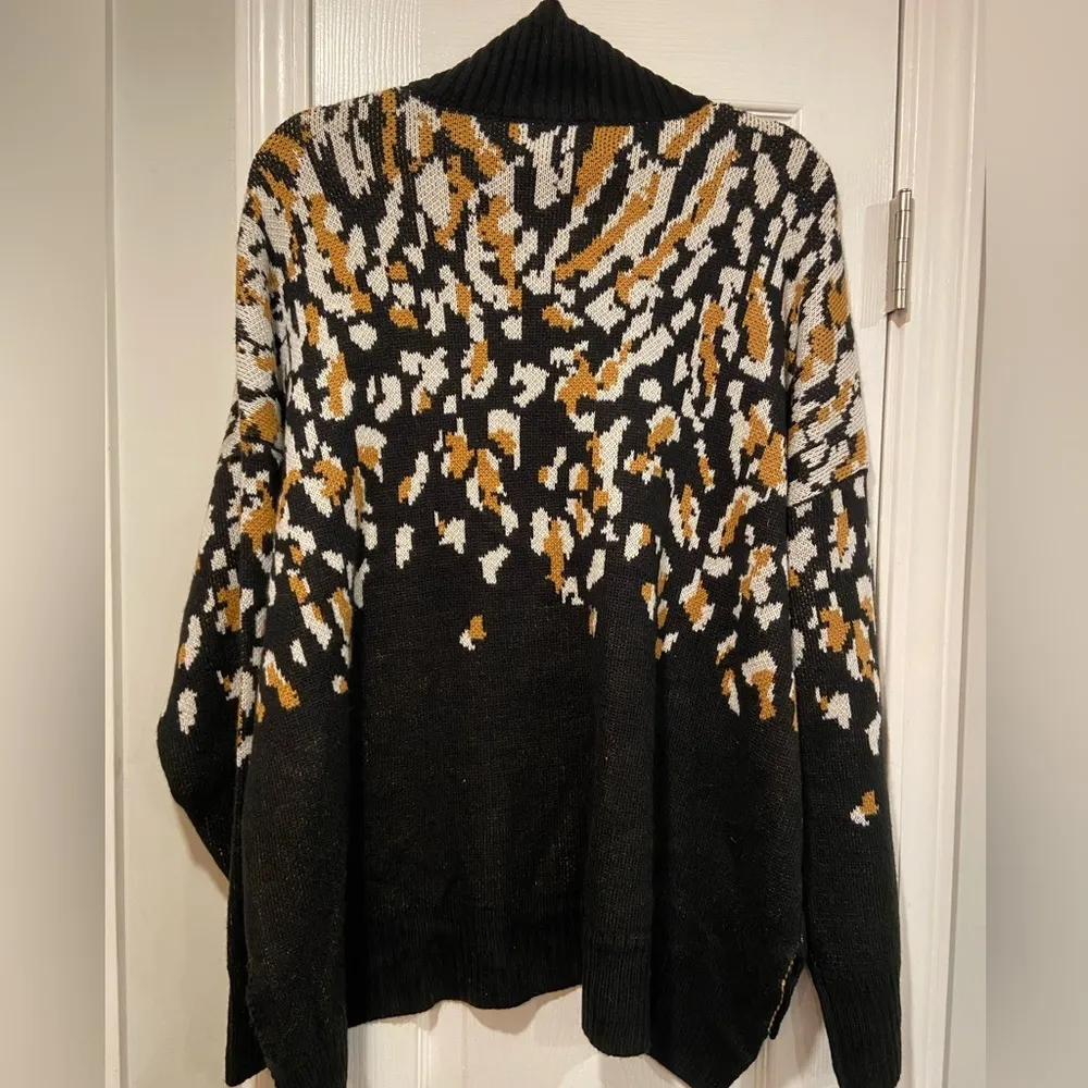 NWT New Directions Size XXL Black Leopard Print Mock Neck Tunic Sweater Oversize - Image 9