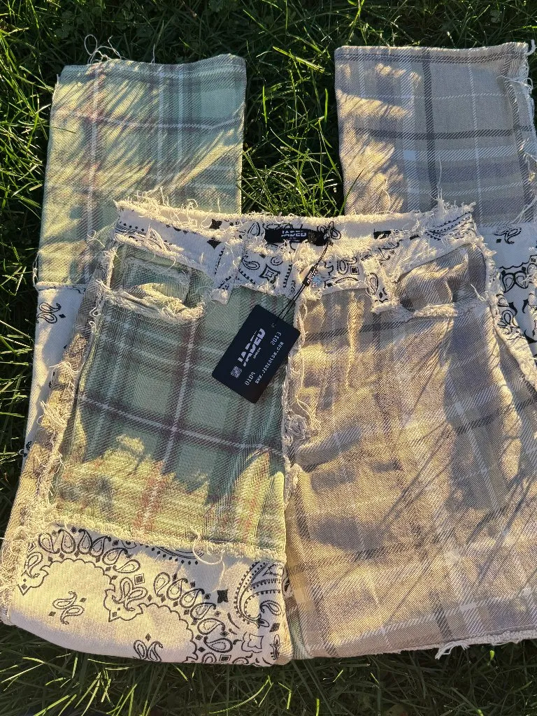 NWT Jaded London Green multi patchwork bandana boyfriend denim - Image 2