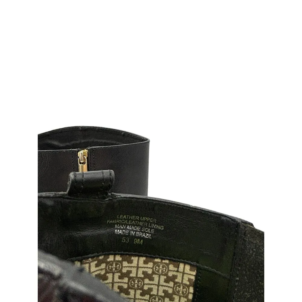 Tory Burch Boots Womens 9 Donovan Tall Equestrian Riding Black Leather - Image 8