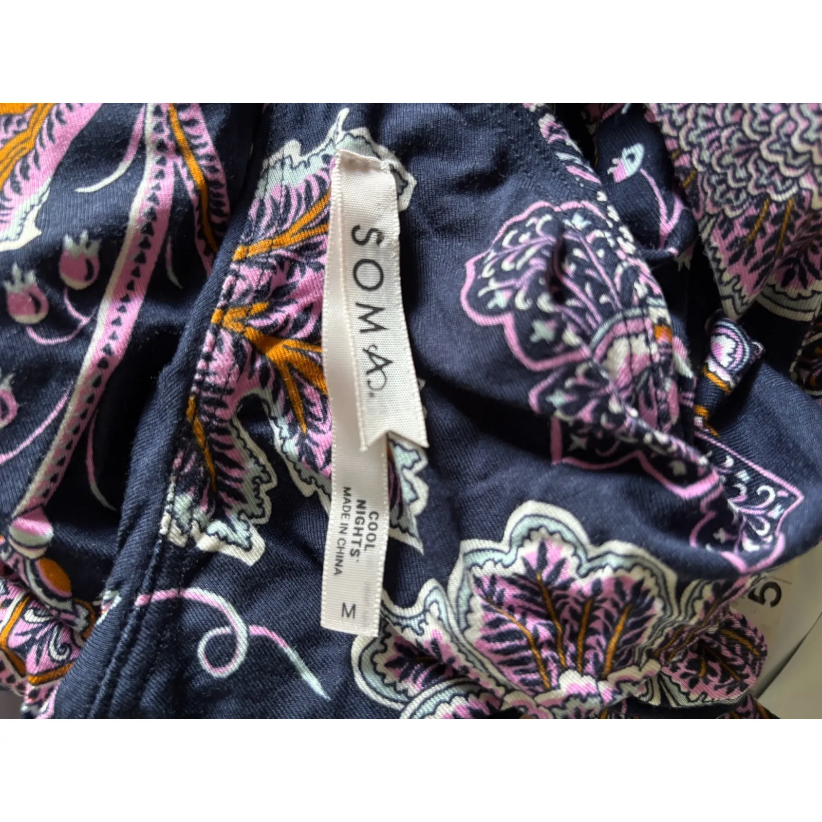 Soma‎ Womens Tank Top Size M Navy Blue Lavender Orange Paisley Cool Nights NEW - Image 3