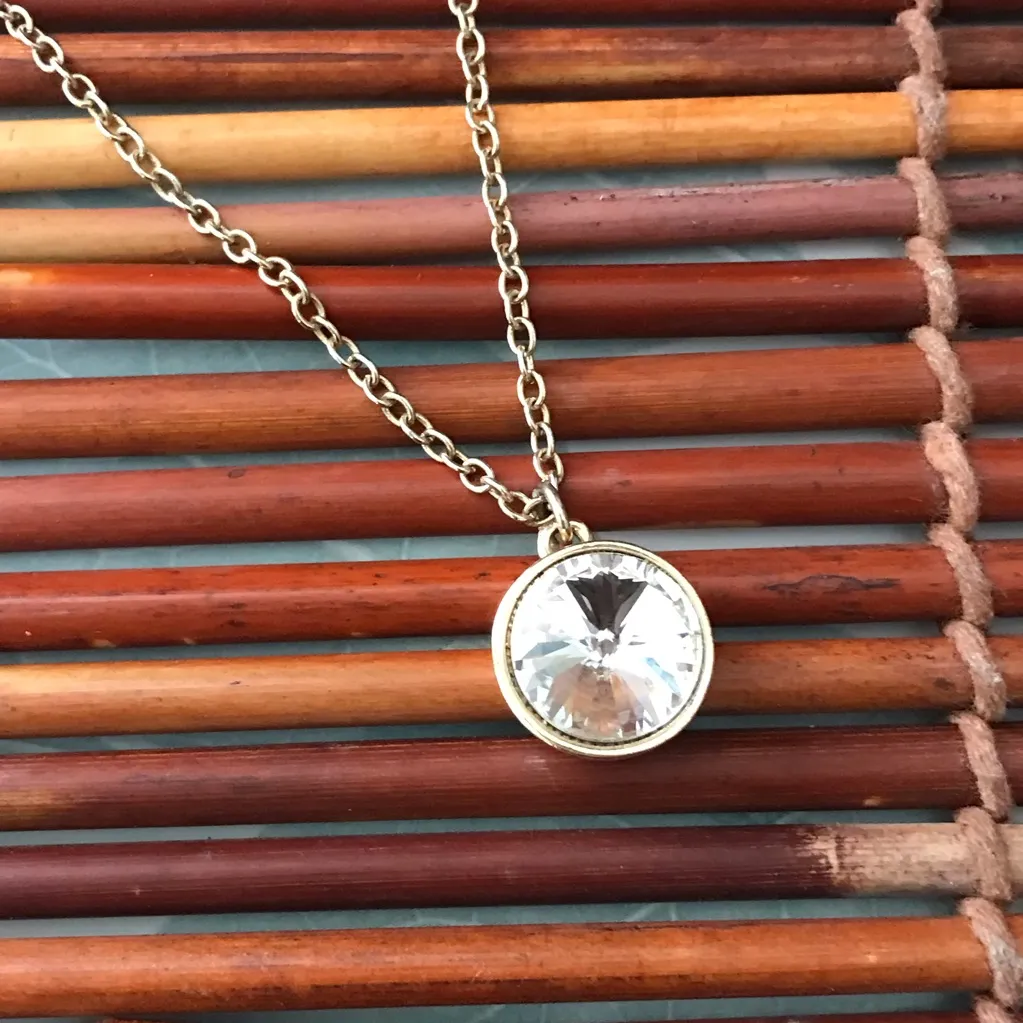 Trifari Vintage Crown  Single Crystal Necklace - Image 4