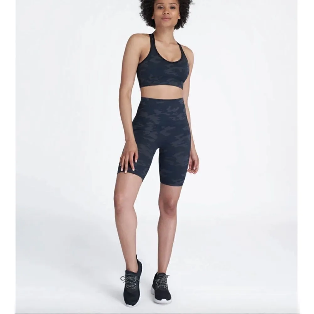 Spanx Grey Black Look at Me Now Camo High Waisted Biker Shorts Shape Wear XS - Image 3