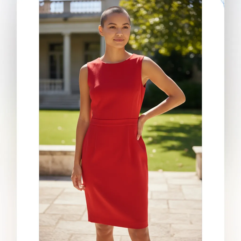 Hobbs London Red Sleeveless Sheath Dress US 10 – Elegant Office Cocktail Shift - Image 7