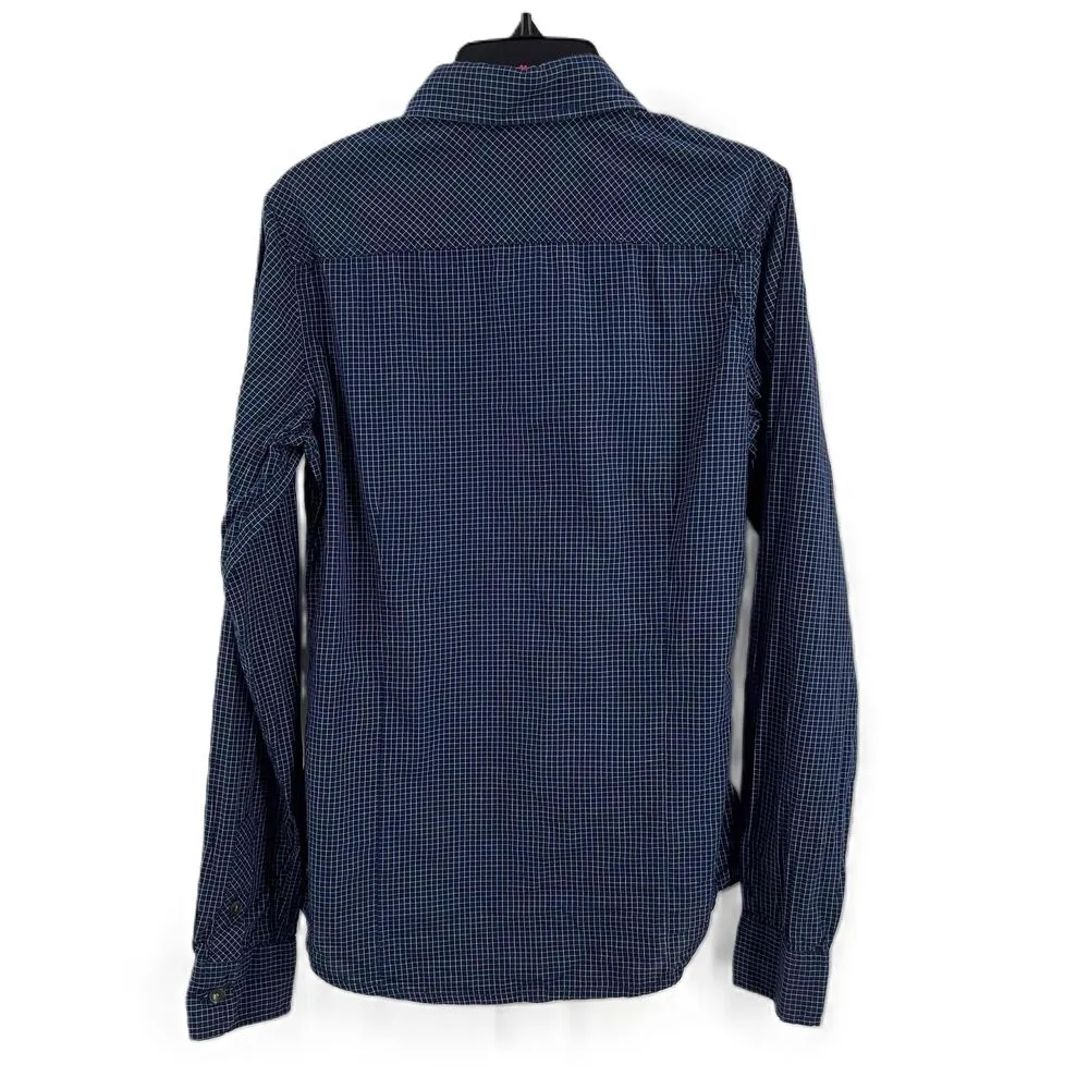 Maison Scotch Blue Long Sleeve Checked Pattern Dress Shirt Women Size 4 - Image 3