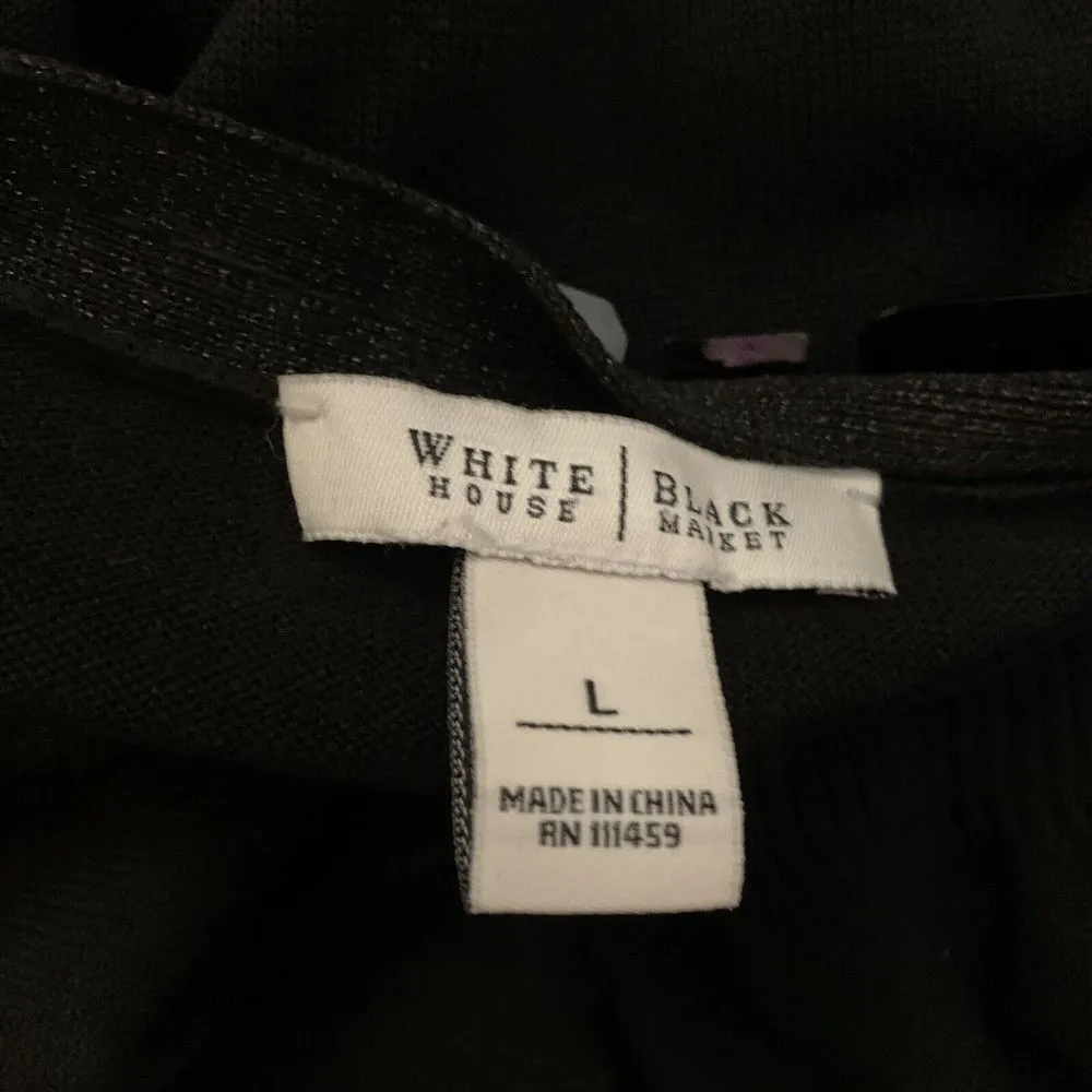 White House Black Market Womens Size Large Silk Blend Embellished Open Cardigan - Image 5