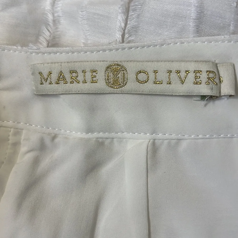 Marie Oliver White Silk Linen Blend Button Skirt Size 4 - Image 6