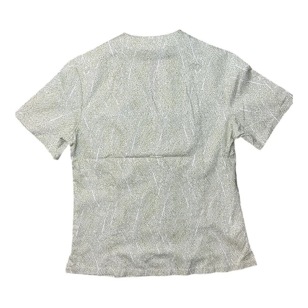 Tori Richard Women’s Green Leaf Print Open Neck Oriental Short Sleeve Shirt NWOT - Image 2