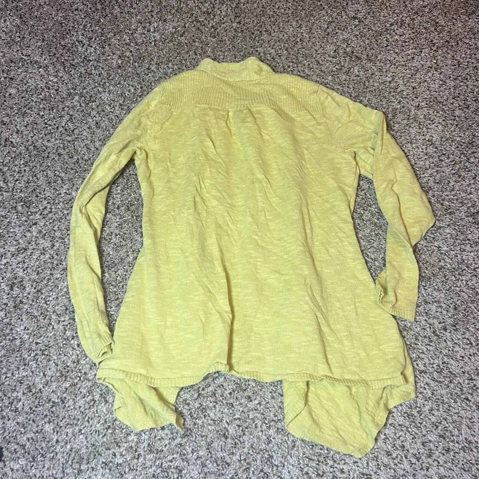 Eileen Fisher Linen‎ Cotton Blend Open Front Cardigan Sweater Yellow M - Image 4