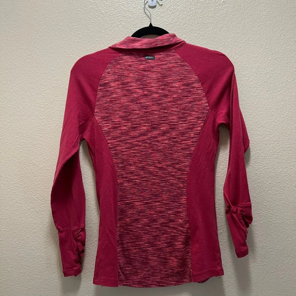 Columbia Sportswear Company Quarter-Zip Pullover Jacket Pink Cotton Sz M - Image 3