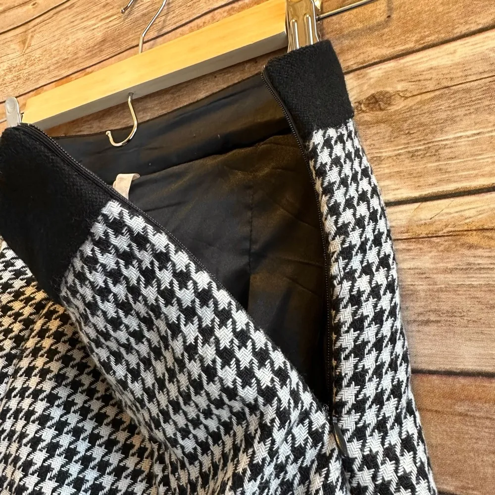 Mystree Black & White Houndstooth Wool Blend Skirt Size Small - Image 3