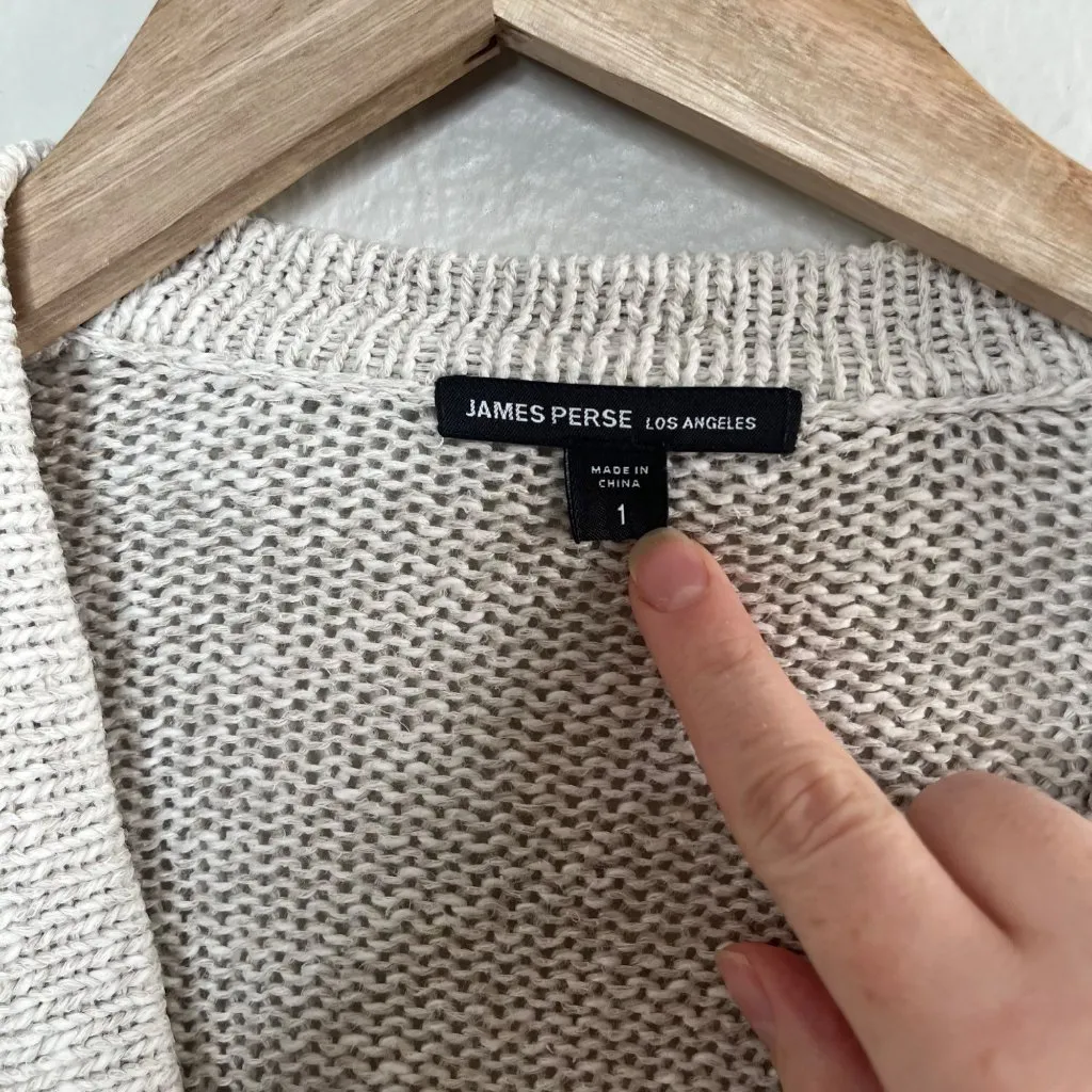 James Perse Los Angeles Beige Knit Cardigan Sweater Size 1 (S) Cotton Linen - Image 4