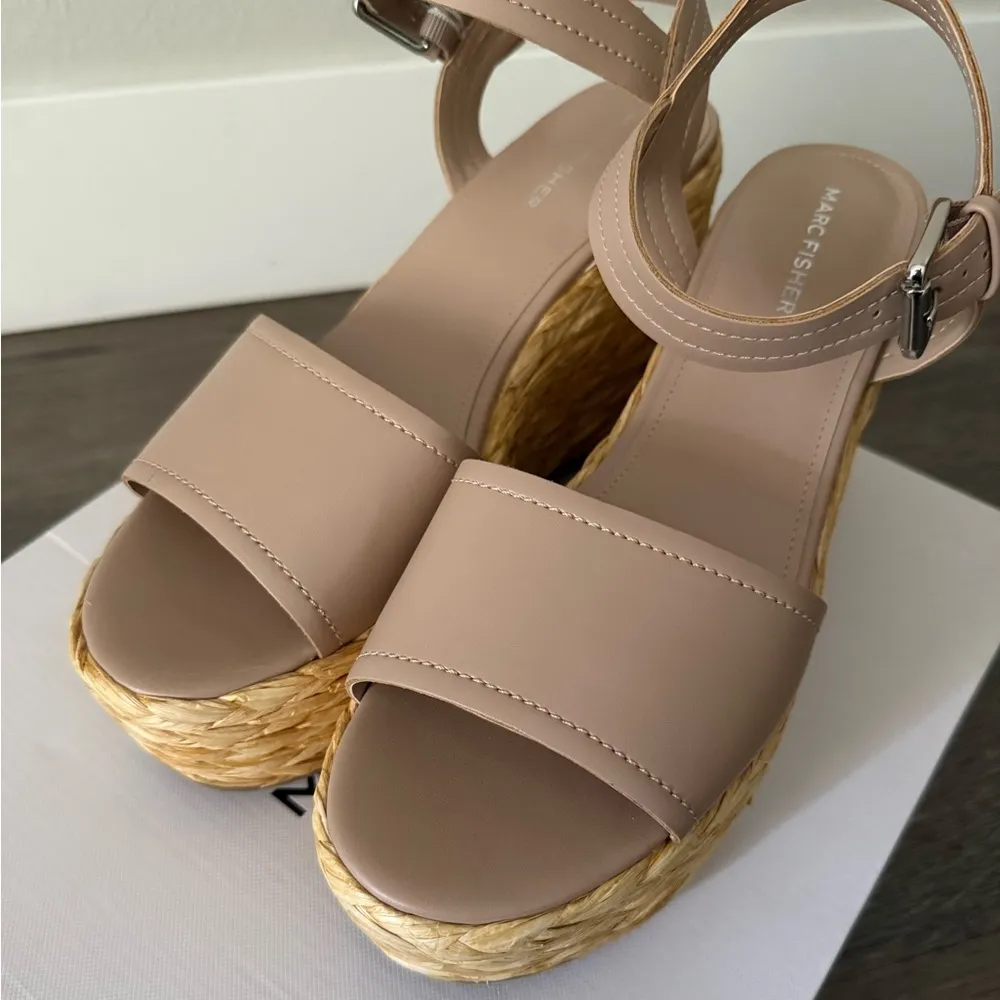 Marc Fisher Burian Espadrille Wedge Dress Sandals Size 10 -‎ Light Natural - NWB - Image 9