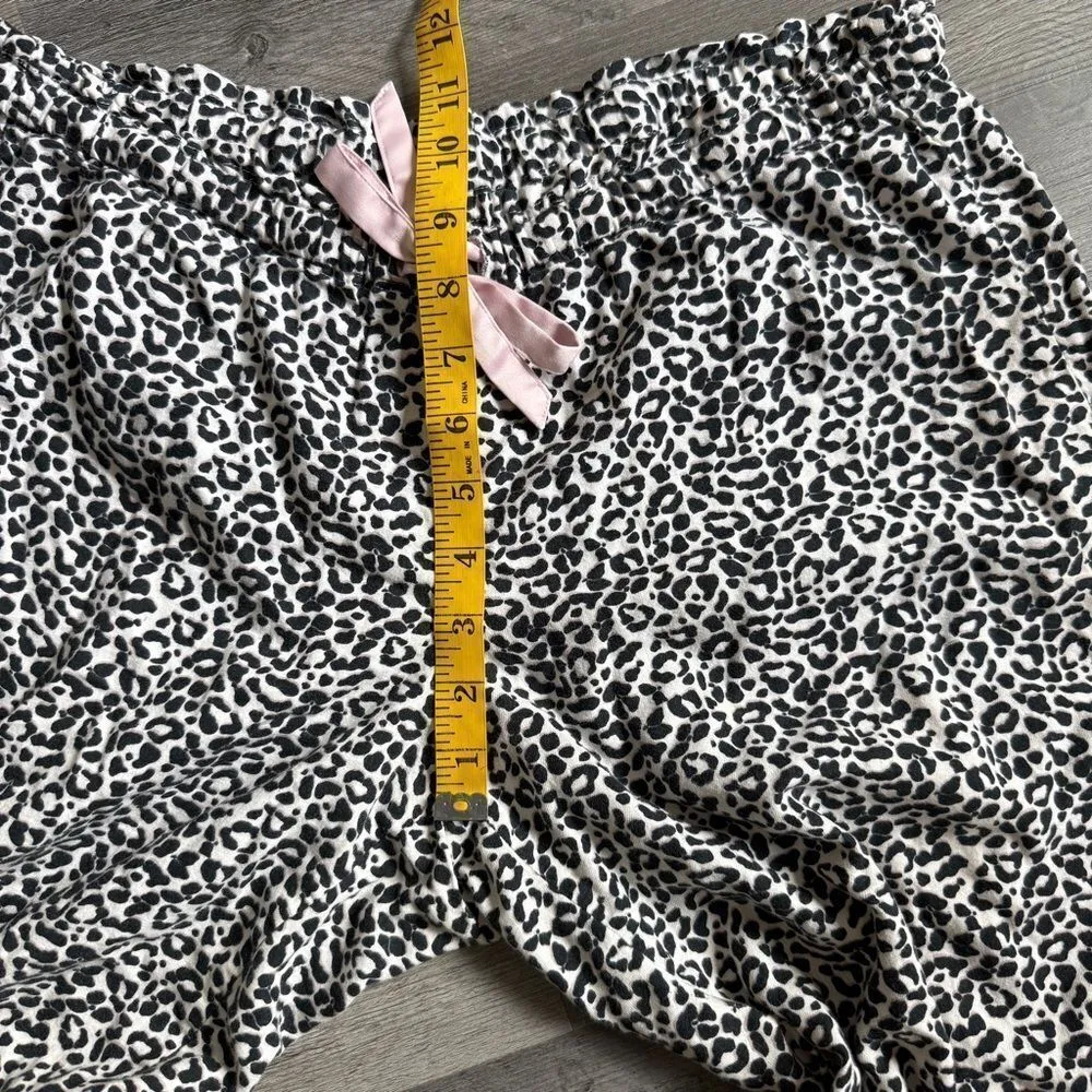 Victoria’s Secret Leopard Pajama Pants Black White Medium Pink Tie - Image 8