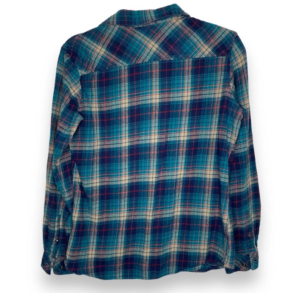 Bass Pro Shop Natural Reflection Blue Plaid Shirt Medium - Image 6