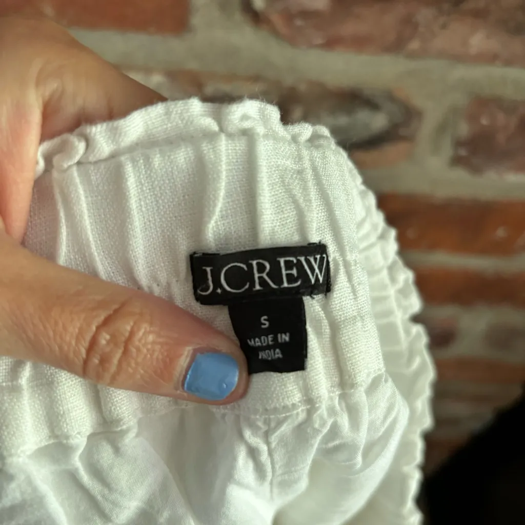 J. Crew White Linen Cotton Pull On Shorts, S - Image 4