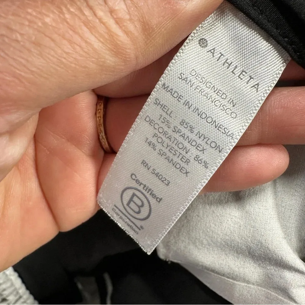 Athleta Colorblocked Brooklyn Shorts Mid Rise Drawstring Black White Size 0 - Image 10