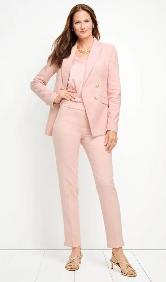 Talbots TEXTURED DOUBLE BREASTED BLAZER Pastel Warm Blush Pink sz 4P - Image 2