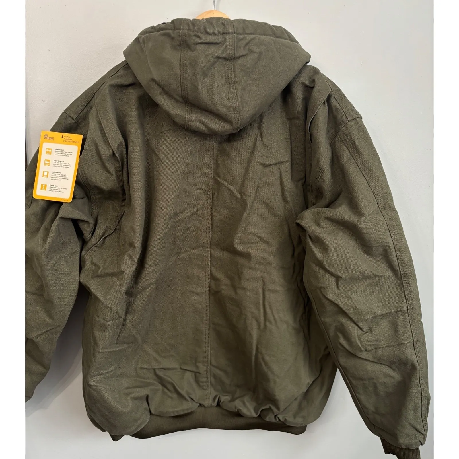 BERNE Workwear Mens 2XL Insulated Quilted Duck Canvas Green Hooded Jacket Size undefined - Image 5