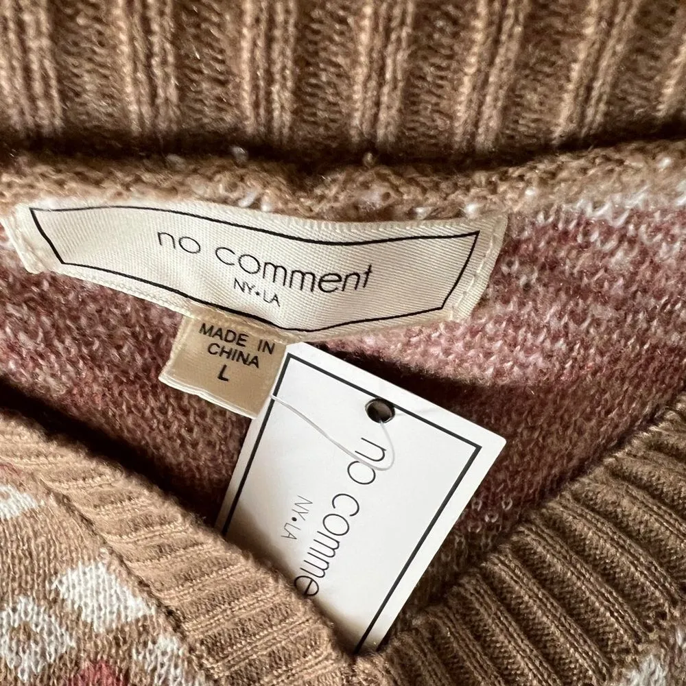 NWT No Comment Striped Pullover knit cropped sweater Size L - Image 2