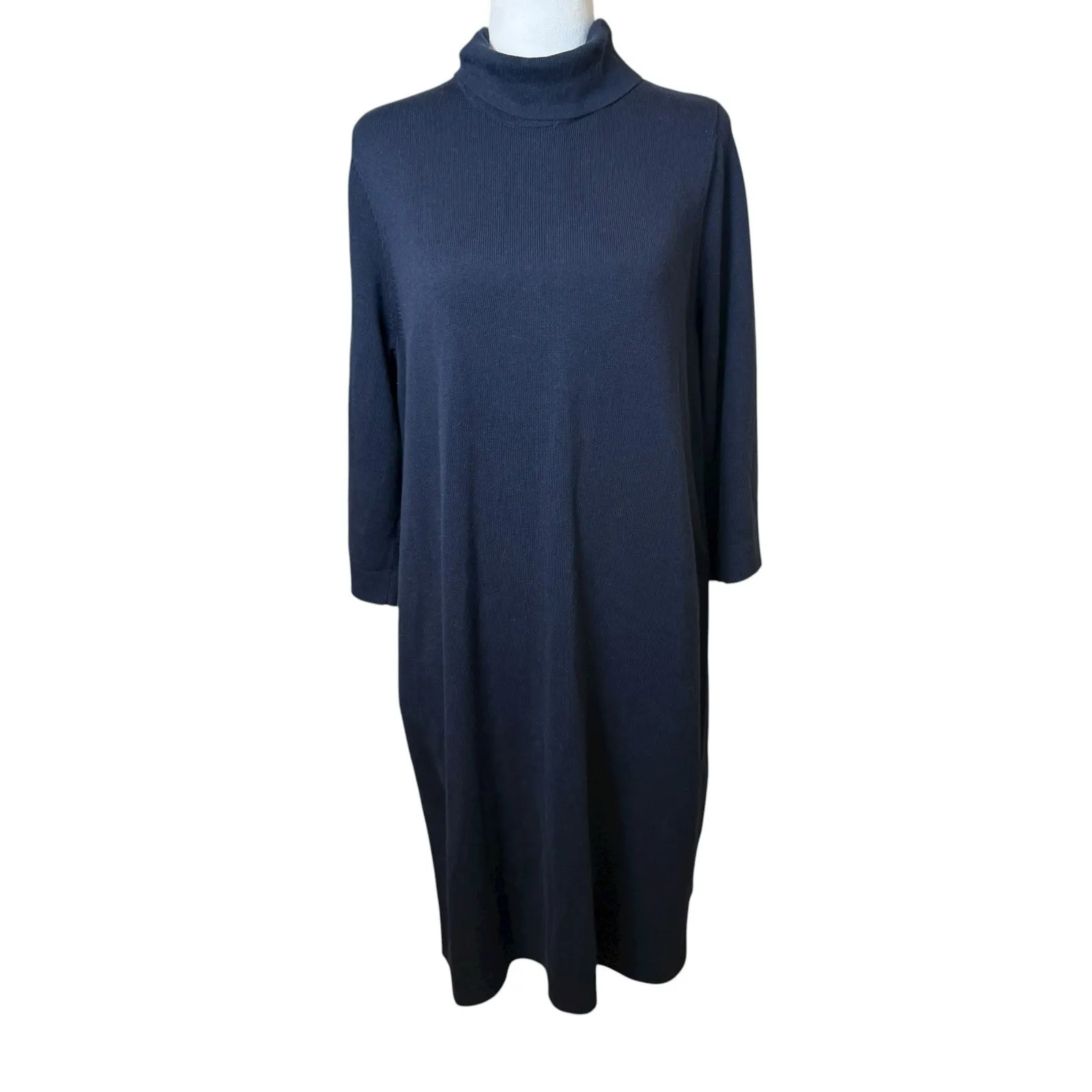 J.‎ Jill Dress Womens Navy Blue Knit Turtleneck Sweater Dress Minimalist Medium - Image 3