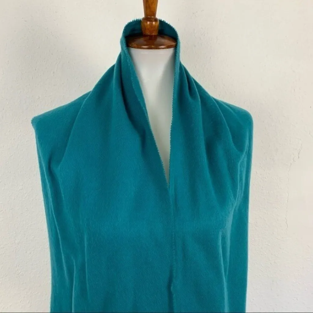 Cejon Teal Blue Fringe Scarf Shawl Wrap 100% Acrylic‎ Made in Italy - Image 2
