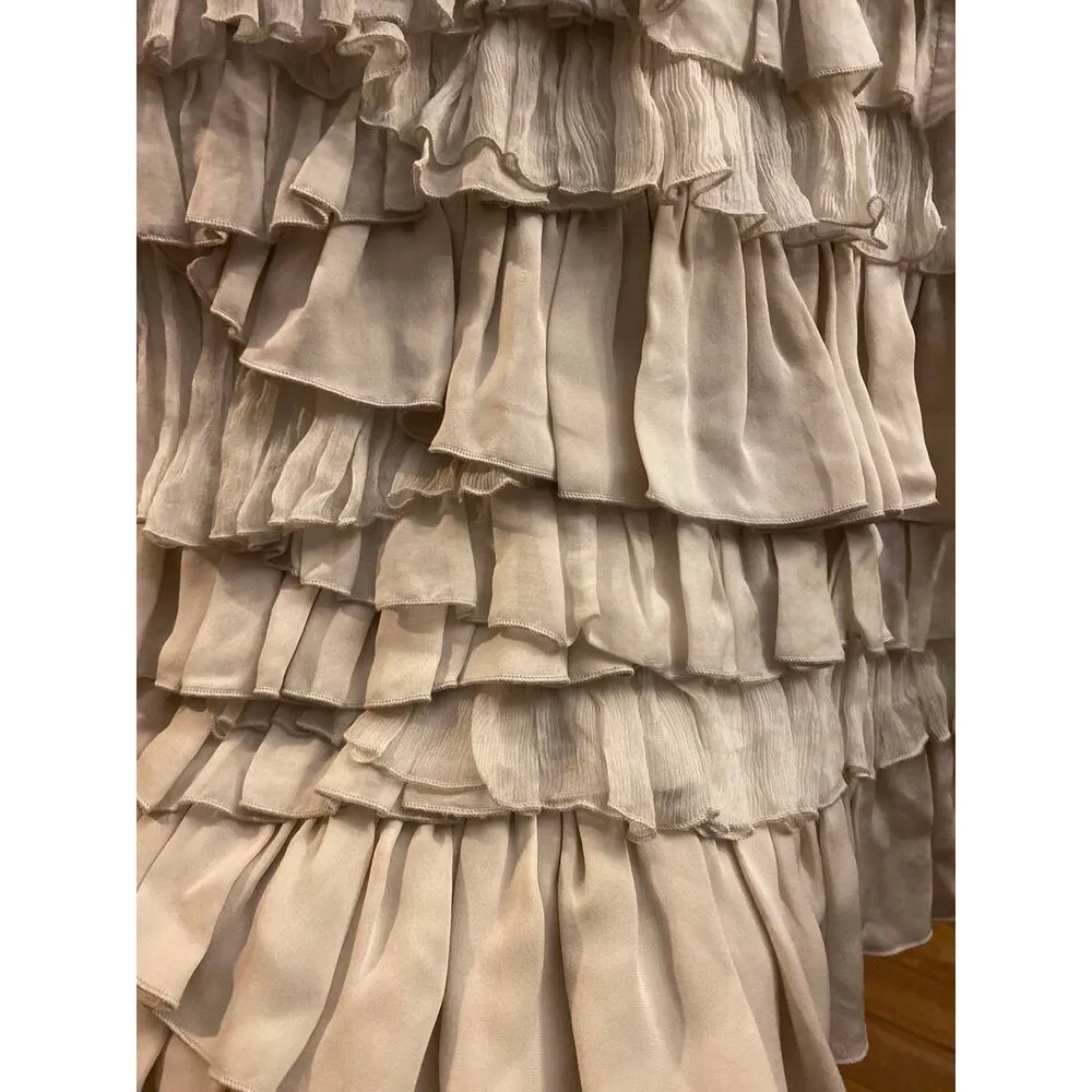 Alice + Olivia sequenced Cream Silk ruffled sleevless dress size small - Image 9