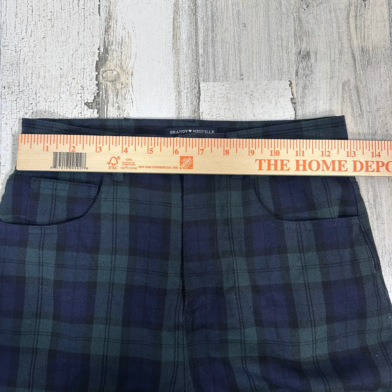 Brandy Melville Plaid Pants – One Size – Green Blue Black Checkered Y2K Grunge - Image 4