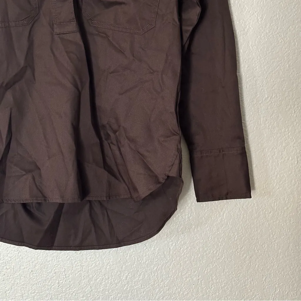 Madewell Top‎ Womens Utility Long-Sleeve Popover Brown Size XXS NEW - Image 7