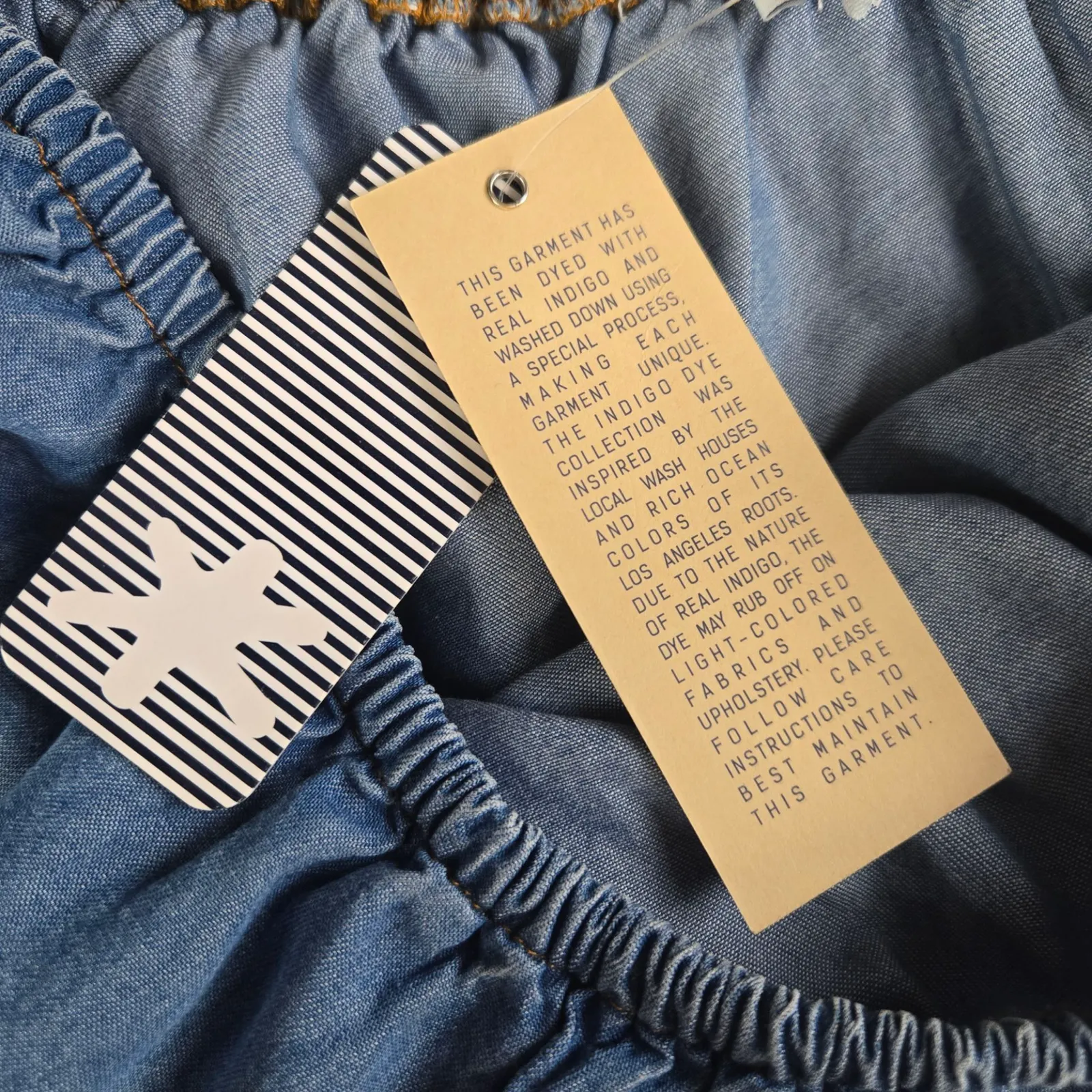 Splendid One Shoulder Indigo Tencel Ruffle Fringe Chambray Dress Size Large - Image 9