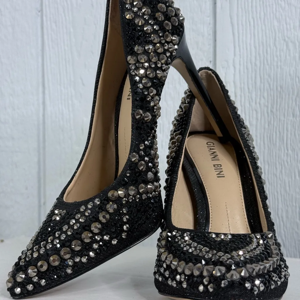 Gianni Bini Black Rhinestone Heels - Image 2
