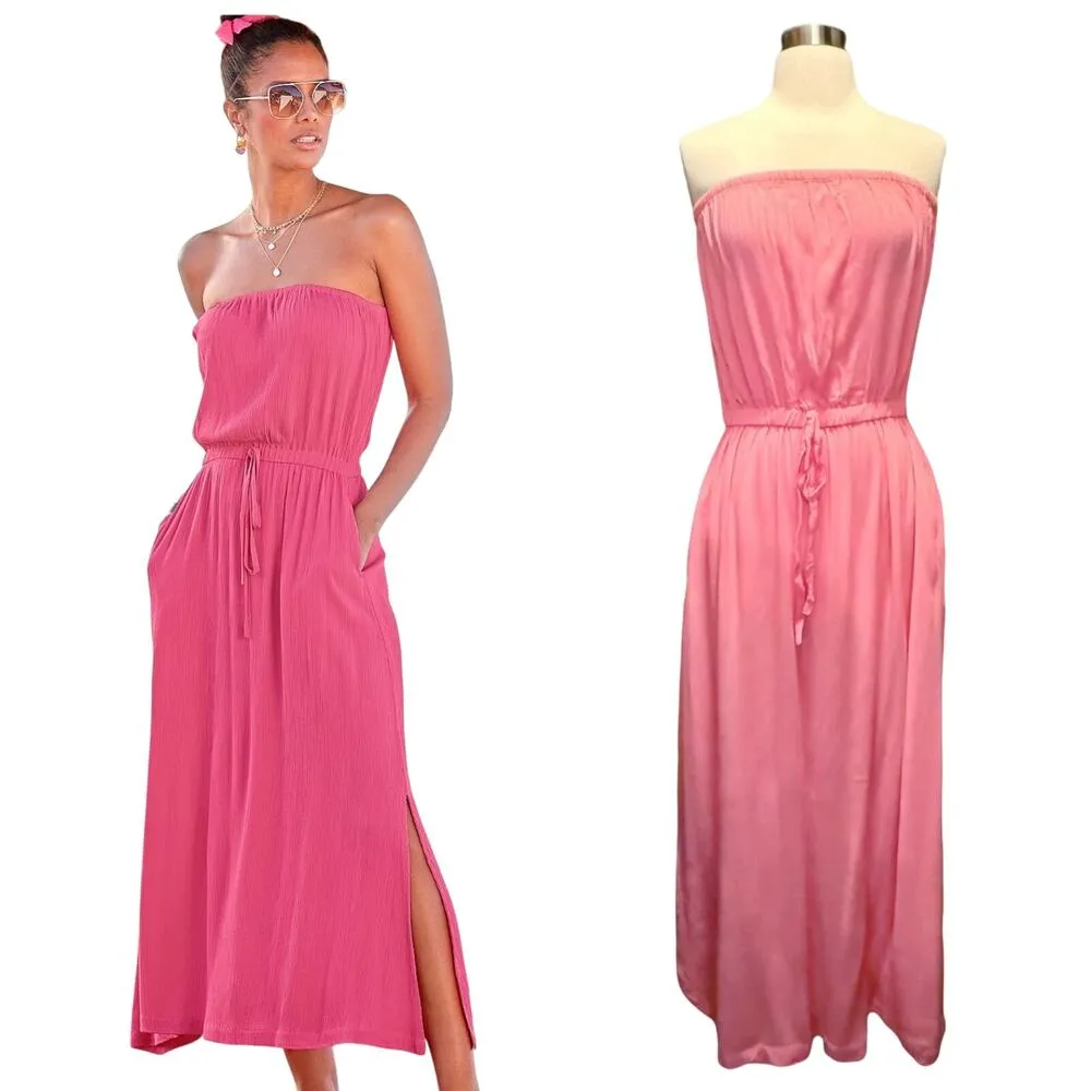 VICTORIA'S SECRET LASCANA Strapless Maxi Dress Beach CoverUp Elastic Waist 8 NWT - Image 11