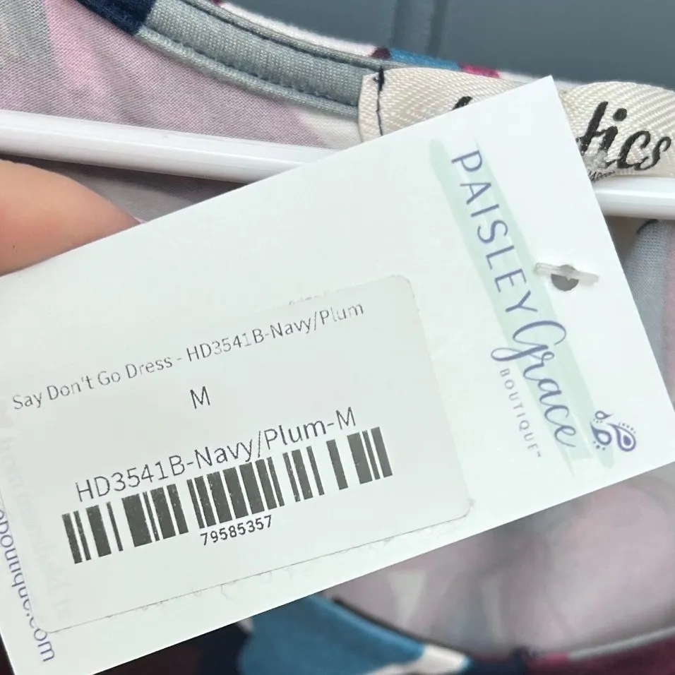 Haptics Paisley Grace Say Dont Go Dress Navy Plum Abstract Print Size M Blue Size M - Image 2