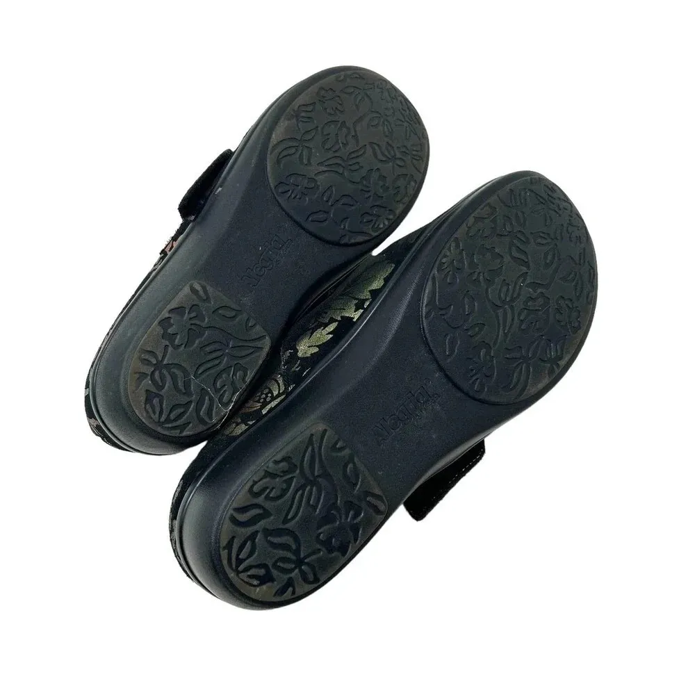 Alegria Lauryn Shoes Clogs Slip On Floral Leaf Metallic Black Size 41 US 10.5 11 - Image 8