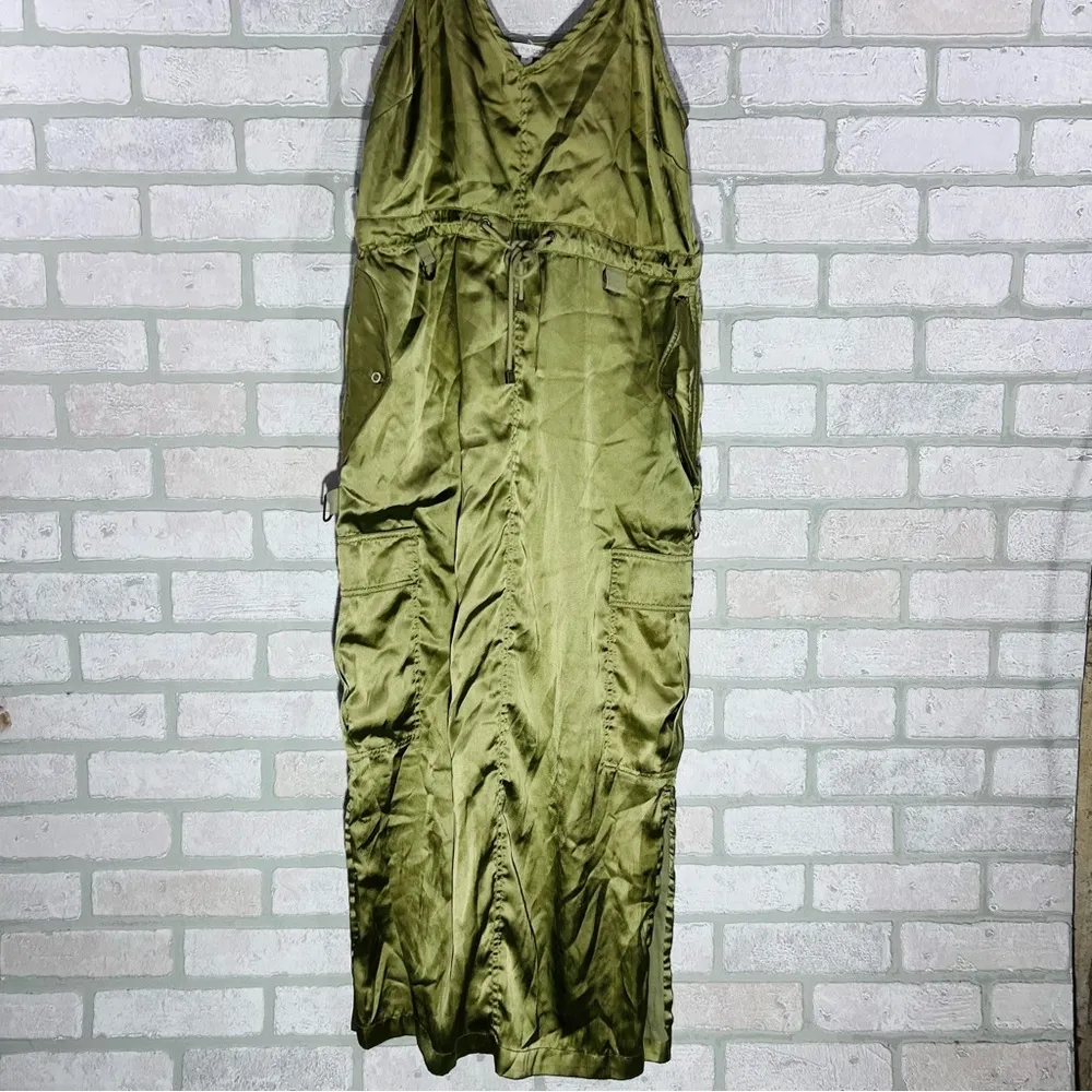 Anthropologie Love the Label Silky Utility Midi Dress in Moss Size S - Image 5