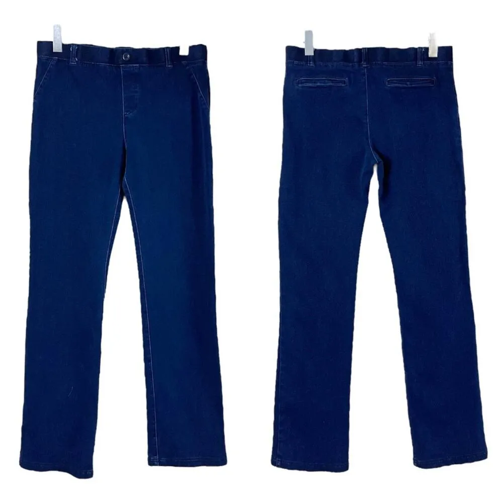 Betabrand Women’s Jeans Yoga Mid Rise Slim Straight Fit Dark Wash Size Large - Image 7