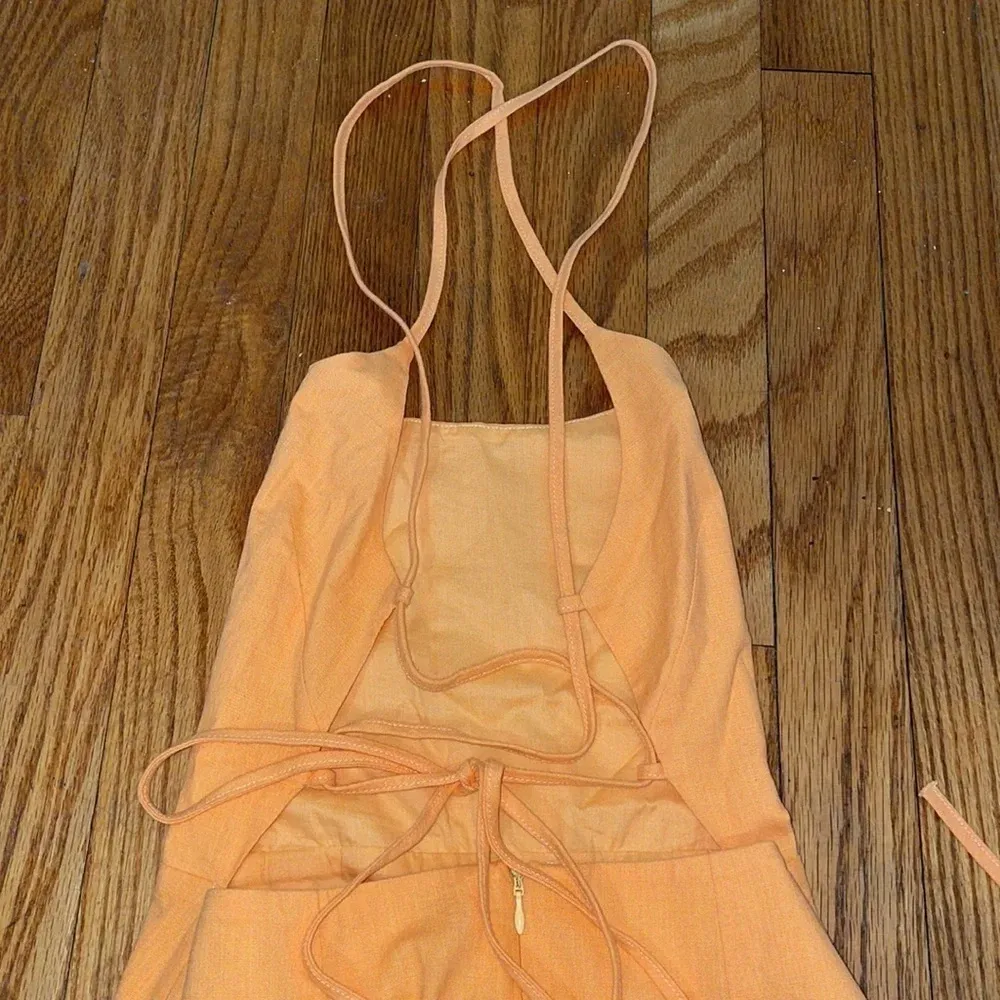 Salty Ruched Hem Lace Up Back Mini Dress Orange size S‎ - Image 4