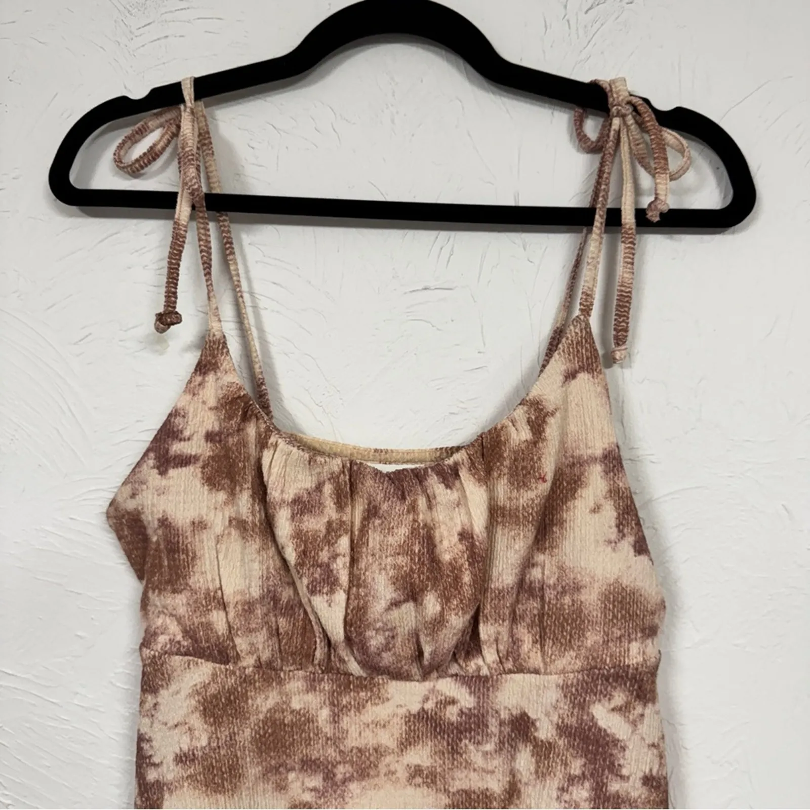 Topshop Pink Cream Tie Dye Strappy Mini Dress Womens 4 Beachy Summer Casual - Image 2