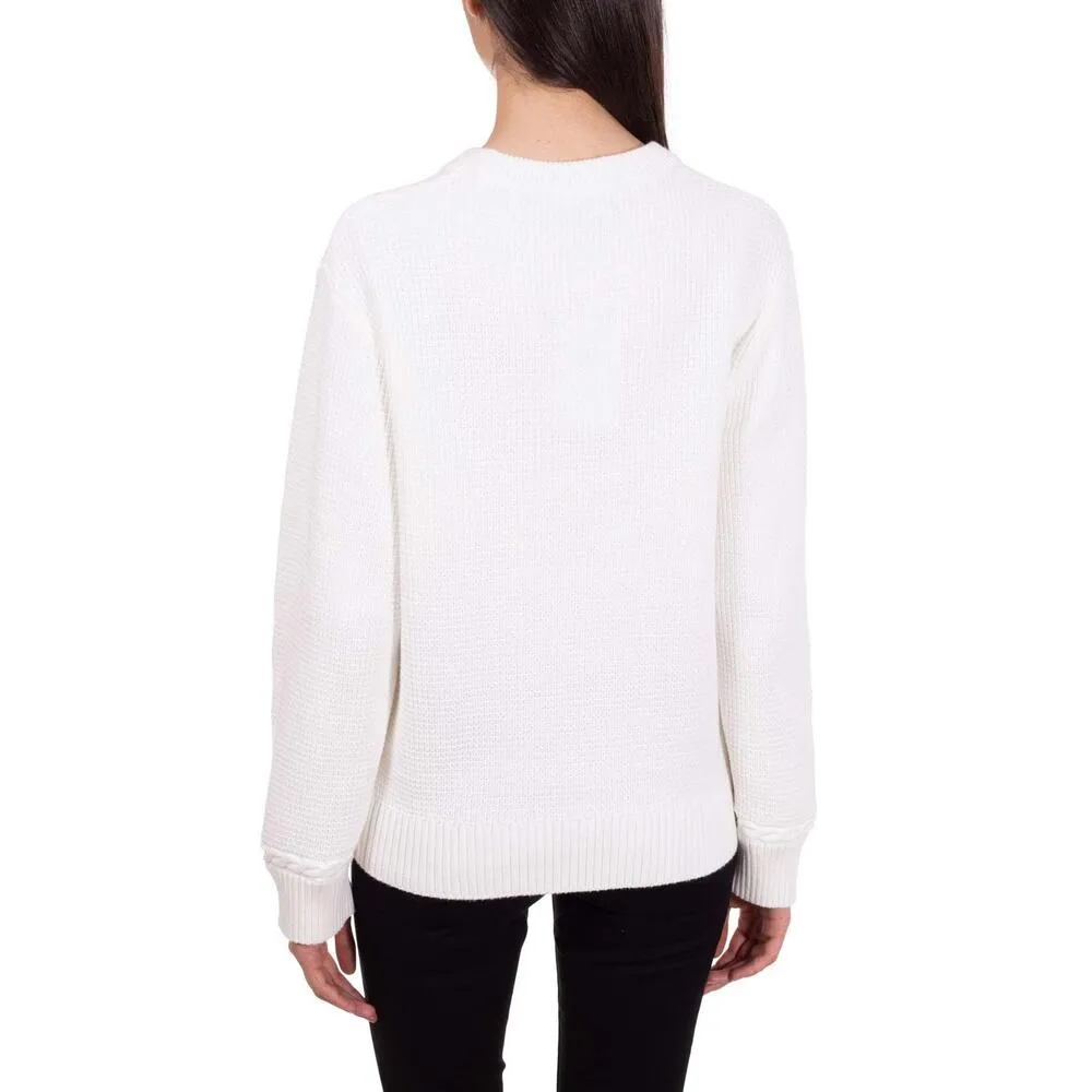 Tommy Hilfiger Women's Relaxed Knit Flag Sweater Medium White Embroidered Preppy - Image 14