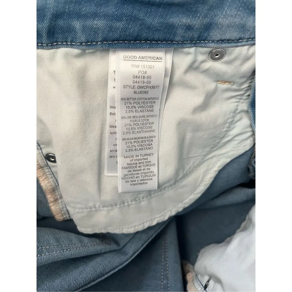 Good American Good Waist Light Wash Distressed Cropped Jeans‎ Women’s Size 6/28 - Image 5