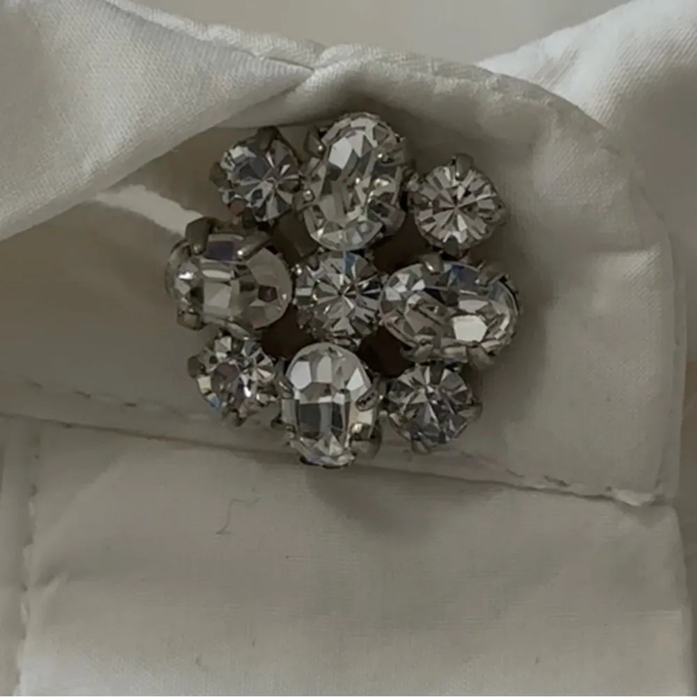 Tara Jarmon Women’s 40 M White Crystal Embellished Neck Cuffs Button Up Shirt Size M - Image 7