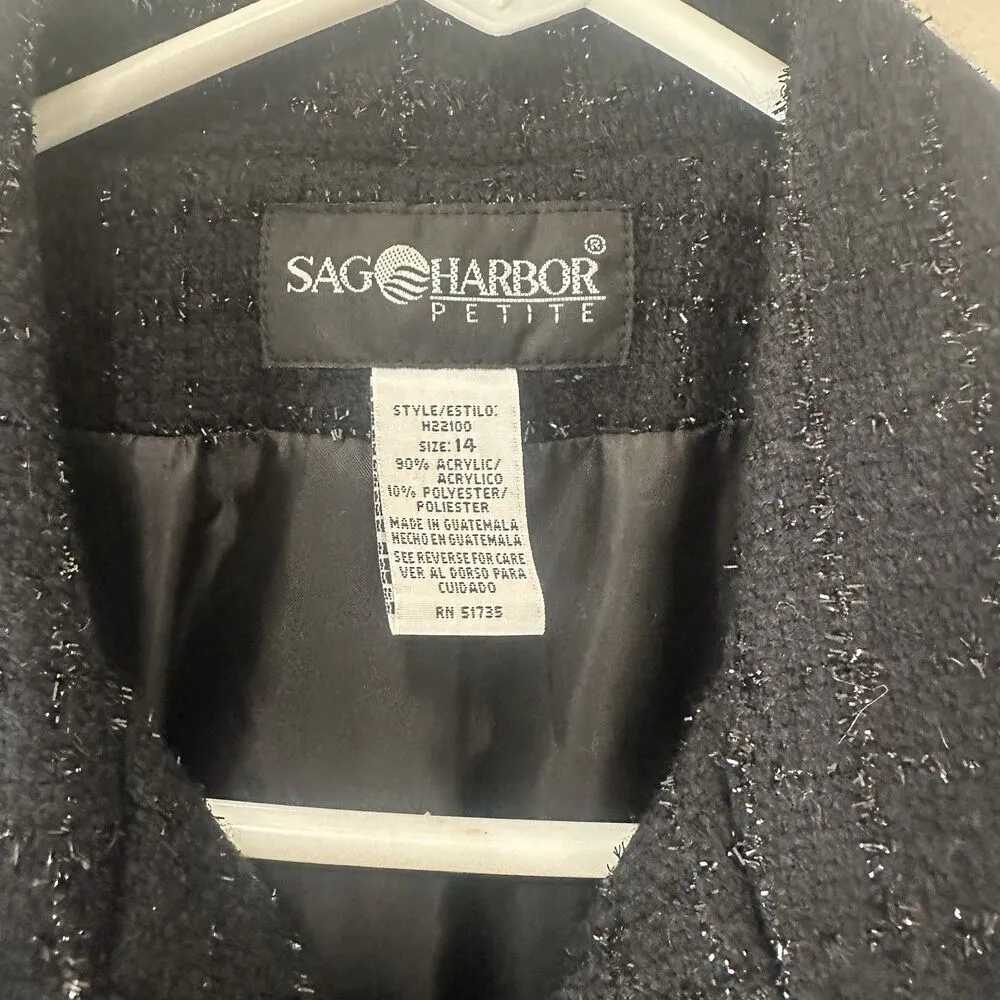 Sag Harbor Petite Black Sparkly Blazer Size 14 Petite - Image 3