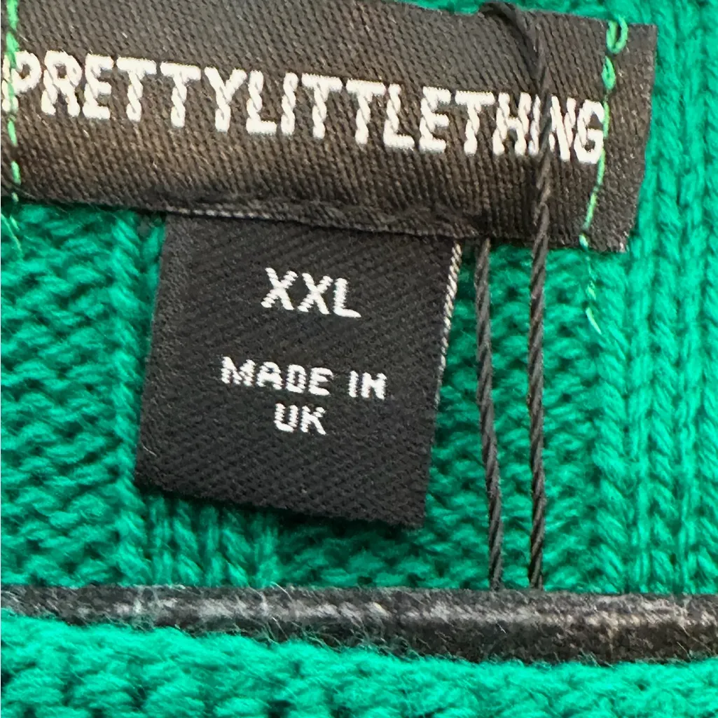 PrettyLittleThing Plus Bright Green Chunky Knit Long Sleeve Dip Hem Crop Top XXL - Image 11