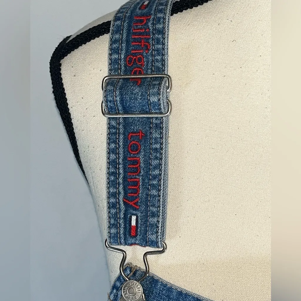 Tommy Hilfiger  Vintage Jean Jumper Denim Dress  Logo Spellout Straps Carpenter - Image 3