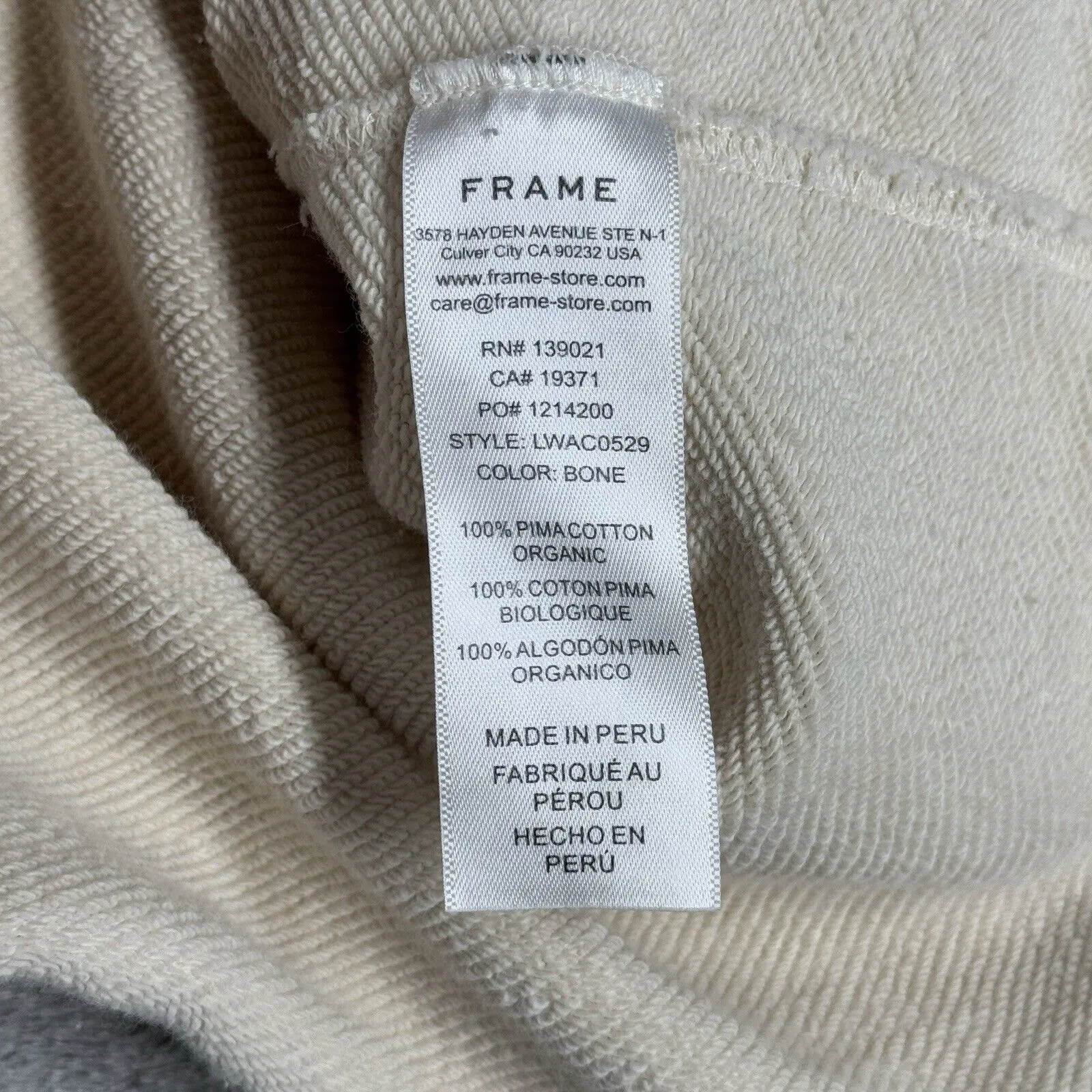 Frame Shirt Womens Medium Cream Cropped Sweatshirt Distressed Oversized Casual - Image 7