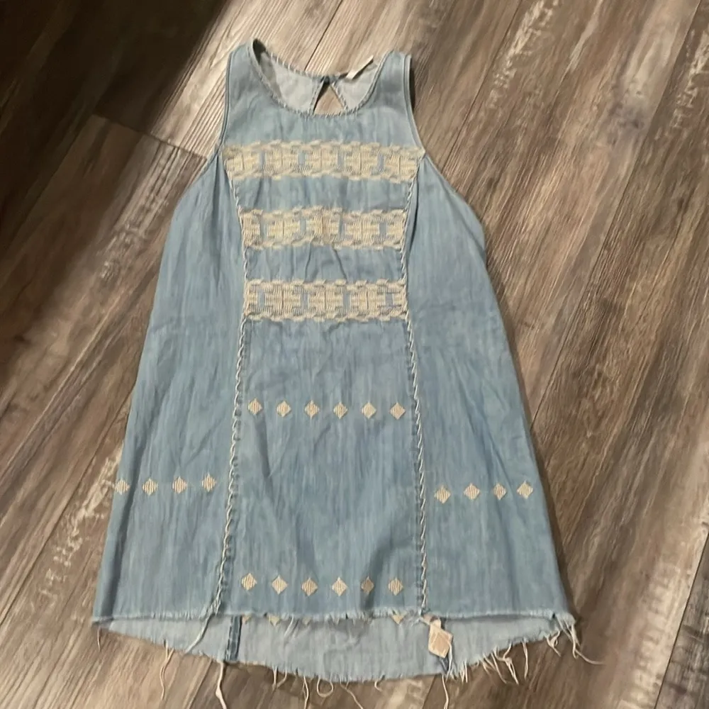 Free People Aztec chambray festival dress medium - Image 4