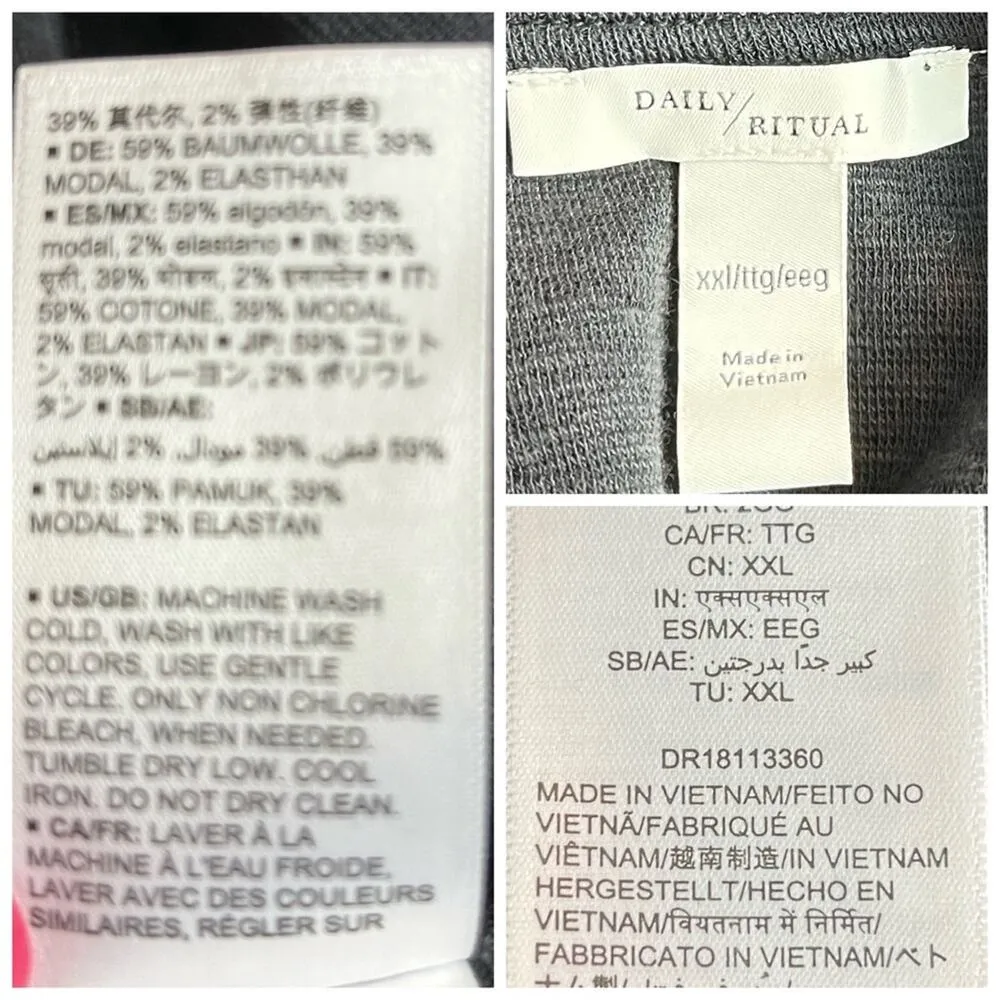 Daily Ritual NEW Black Cross Front Short Sleeve Cotton Modal Knit Top Size XXL - Image 13