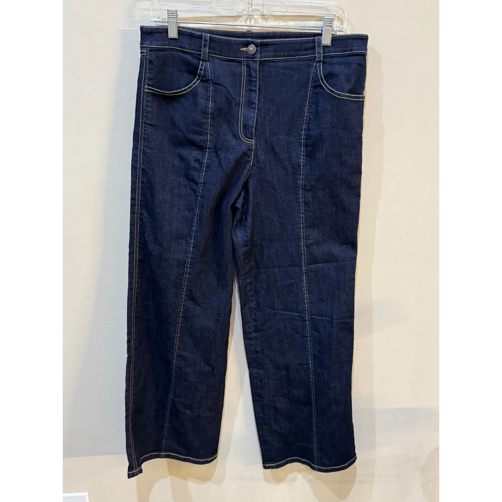 Cinq A Sept Maisie Embellished Cropped Wide Leg Jeans Blue Size 10 Amour XO - Image 2